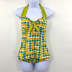 Popina‎ One Piece Swimsuit Vintage Style Sz Med